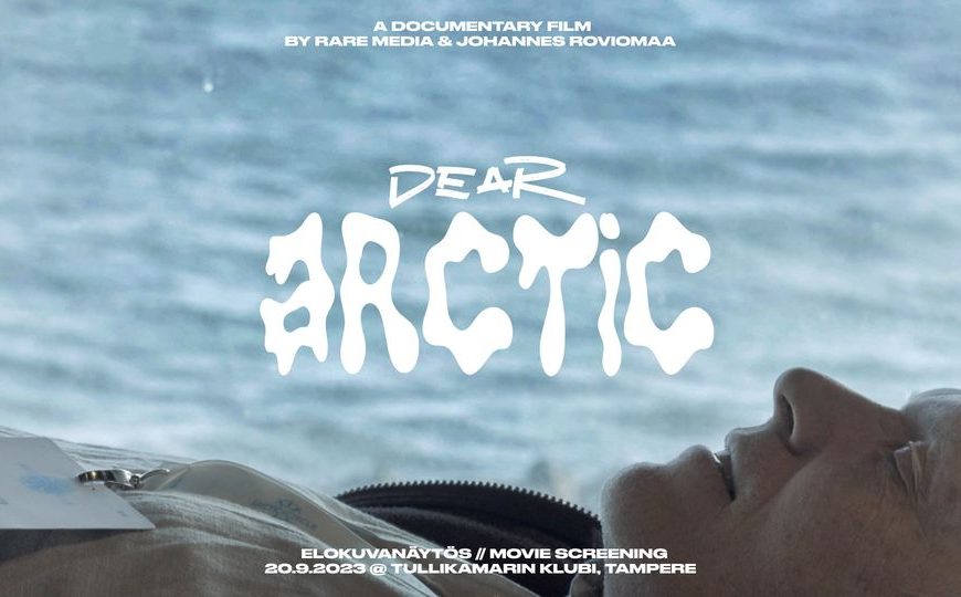 Kuvituskuva, jossa meren aalloissa otsikko Dear Arctic